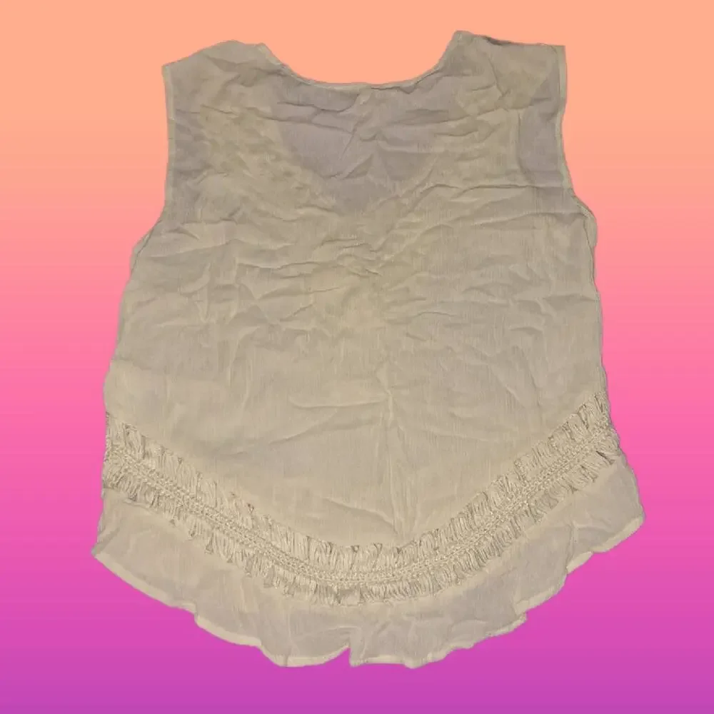 AE Cream Crochet Detail Boho Sleevless Tank Top Cover Up Sz Medium - Picture 5 of 7